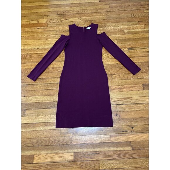 Eliza J Womens Cold Shoulder Dress Sz Large WIne Purple Rayon Party Whimsigoth - Picture 1 of 6